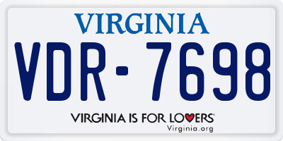 VA license plate VDR7698