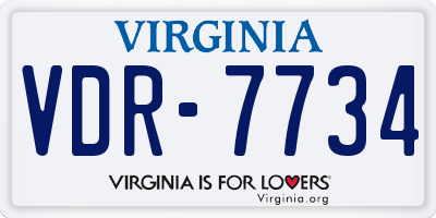 VA license plate VDR7734