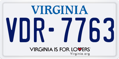 VA license plate VDR7763