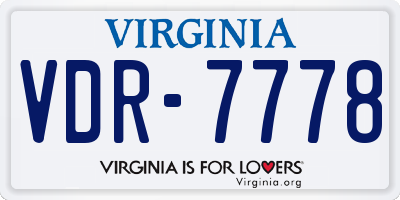 VA license plate VDR7778