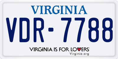 VA license plate VDR7788