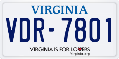 VA license plate VDR7801