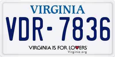 VA license plate VDR7836