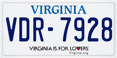 VA license plate VDR7928