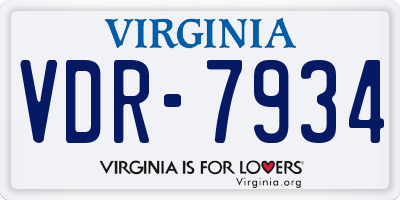 VA license plate VDR7934