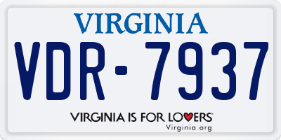VA license plate VDR7937