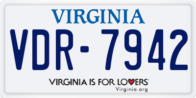 VA license plate VDR7942