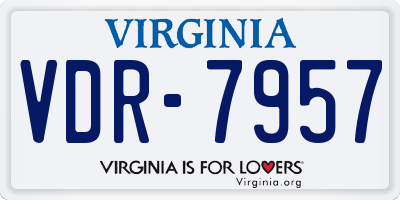 VA license plate VDR7957