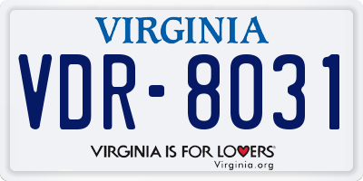 VA license plate VDR8031