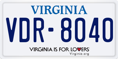 VA license plate VDR8040