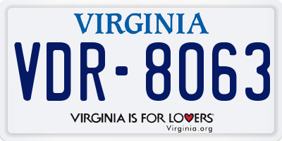 VA license plate VDR8063