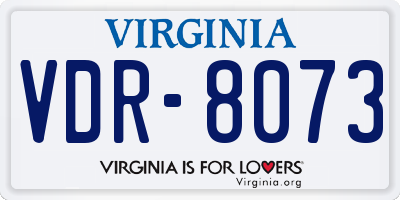 VA license plate VDR8073
