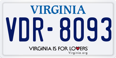 VA license plate VDR8093