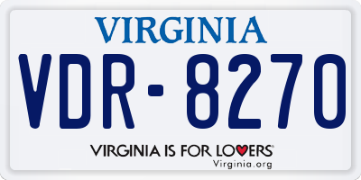 VA license plate VDR8270