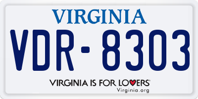 VA license plate VDR8303