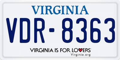 VA license plate VDR8363