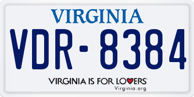 VA license plate VDR8384