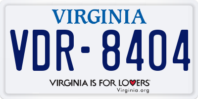 VA license plate VDR8404