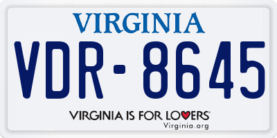 VA license plate VDR8645