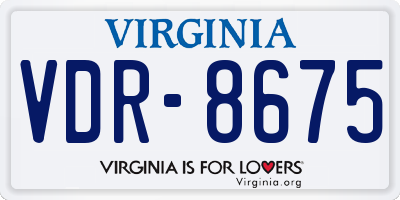 VA license plate VDR8675