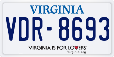 VA license plate VDR8693