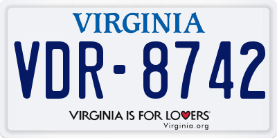 VA license plate VDR8742