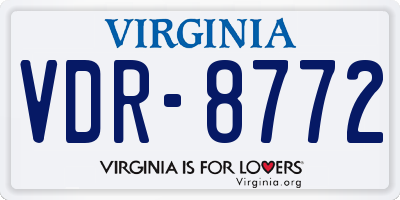 VA license plate VDR8772