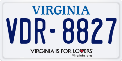 VA license plate VDR8827