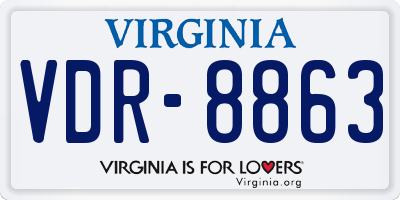 VA license plate VDR8863