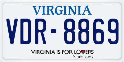 VA license plate VDR8869