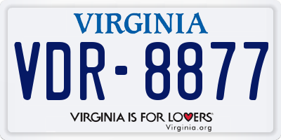 VA license plate VDR8877
