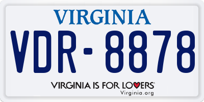 VA license plate VDR8878