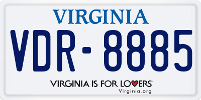 VA license plate VDR8885