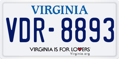 VA license plate VDR8893