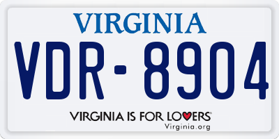 VA license plate VDR8904