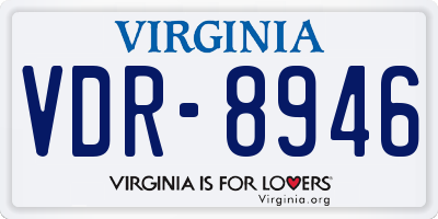 VA license plate VDR8946
