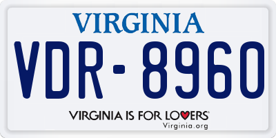 VA license plate VDR8960