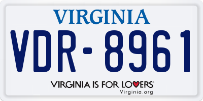 VA license plate VDR8961