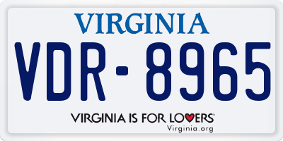 VA license plate VDR8965