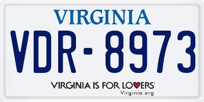 VA license plate VDR8973