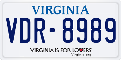 VA license plate VDR8989