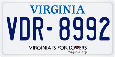VA license plate VDR8992