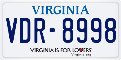 VA license plate VDR8998