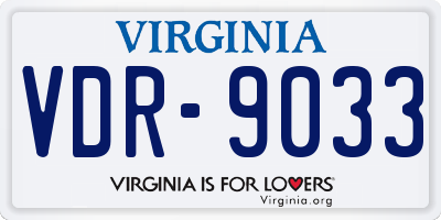 VA license plate VDR9033