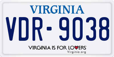 VA license plate VDR9038