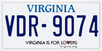 VA license plate VDR9074