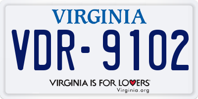 VA license plate VDR9102