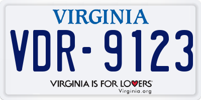 VA license plate VDR9123