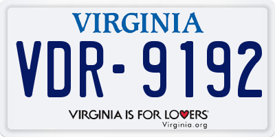 VA license plate VDR9192