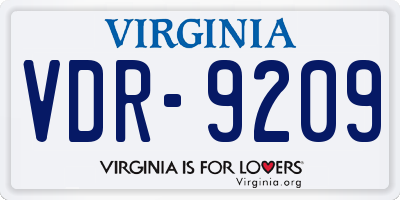 VA license plate VDR9209